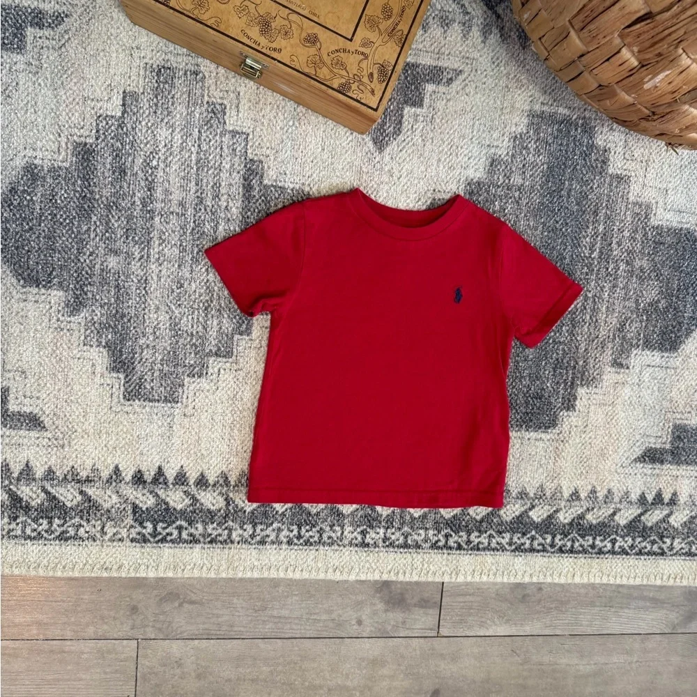New Ralph Lauren 24 Months Boys' Red Short-Sleeve Polo Tee with Navy Pony